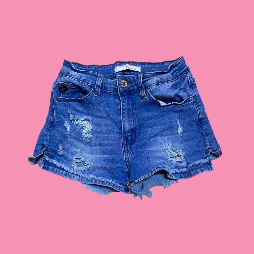 Distressed Blue Denim Mini Shorts size 25